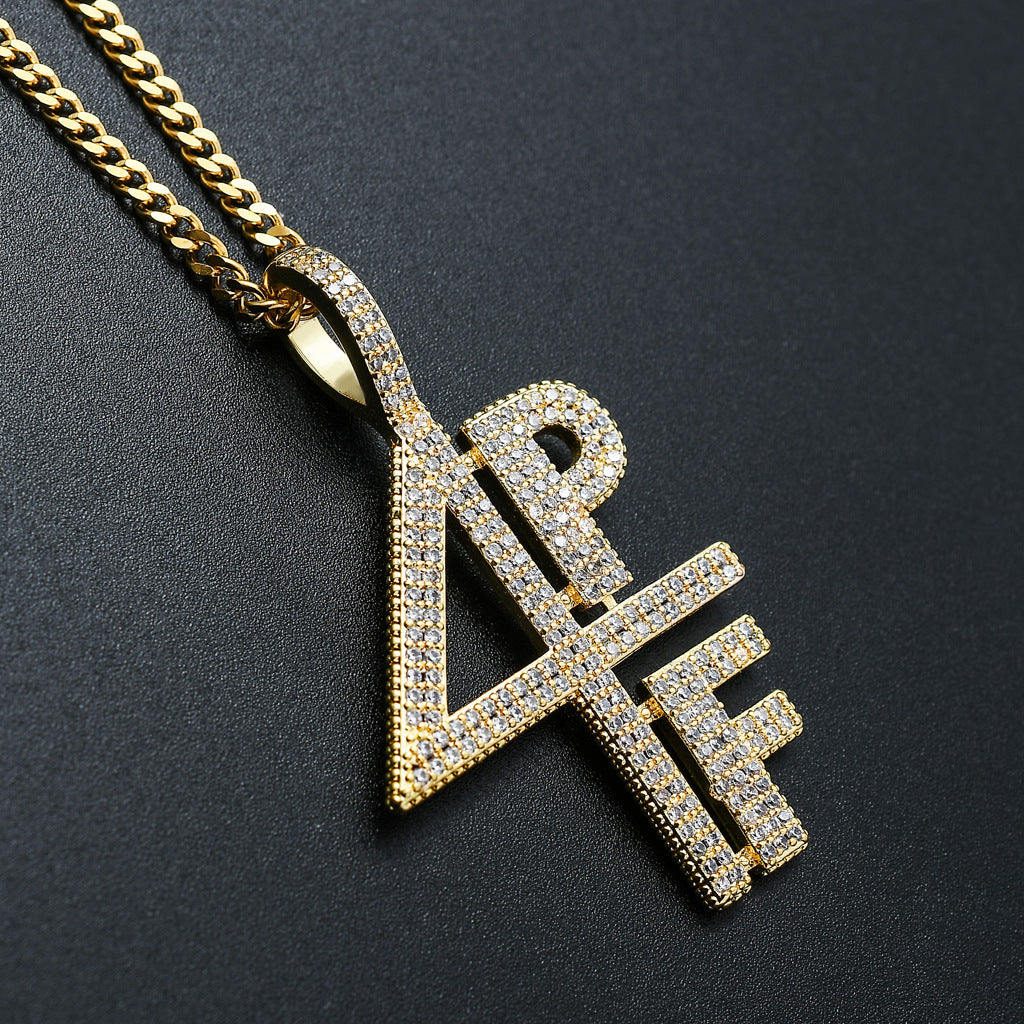 Hip Hop Minimalist Letter Number Copper Pendant Necklace for Men and Women