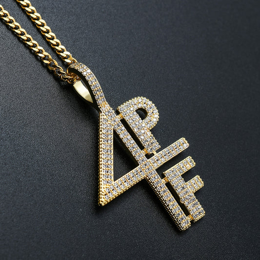 Hip Hop Minimalist Letter Number Copper Pendant Necklace for Men and Women
