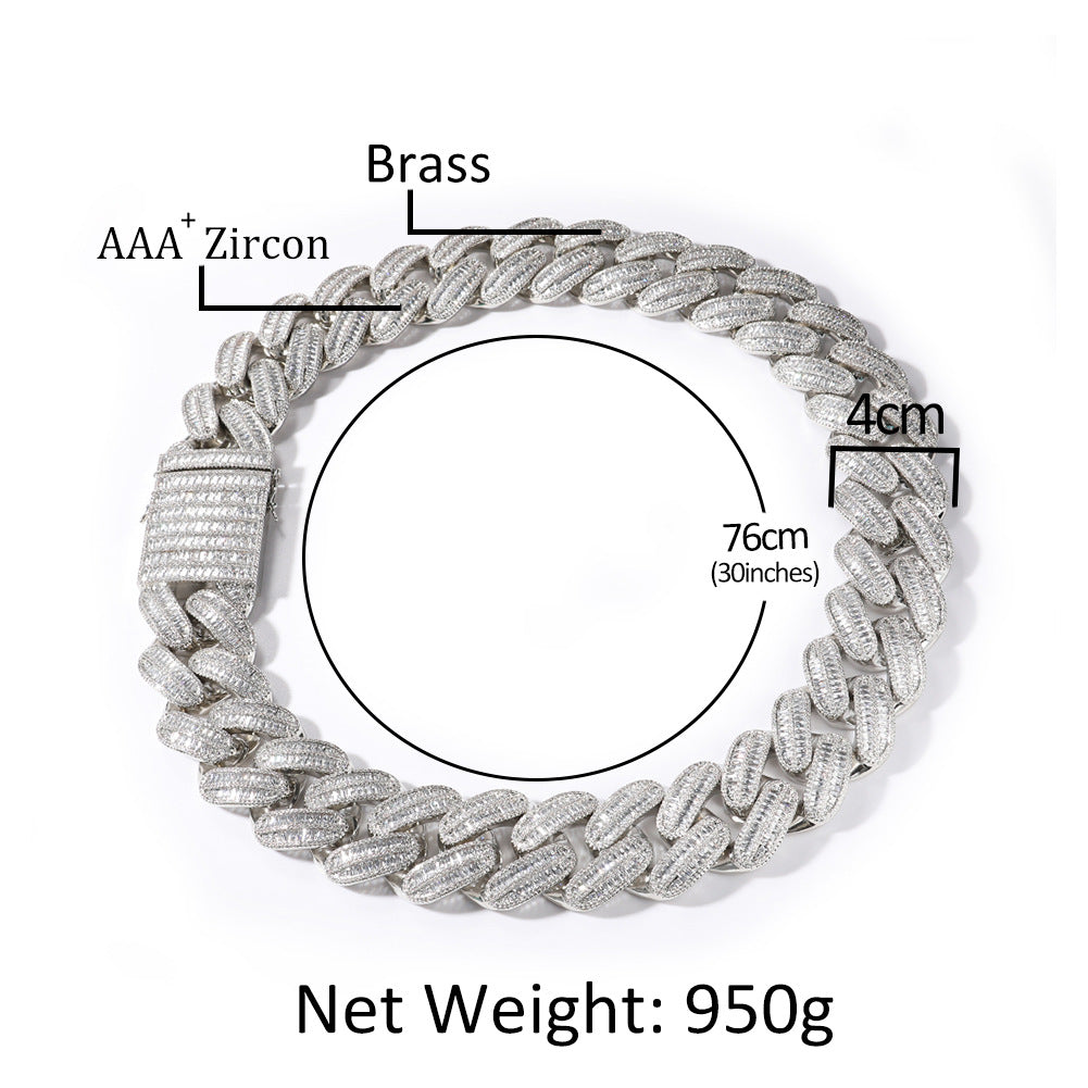 Iced Out Cuban Link Chain Necklace with Cubic Zirconia for Women & Men, Gold Plated or Silver Plated Statement Hip Hop Pendant Chain