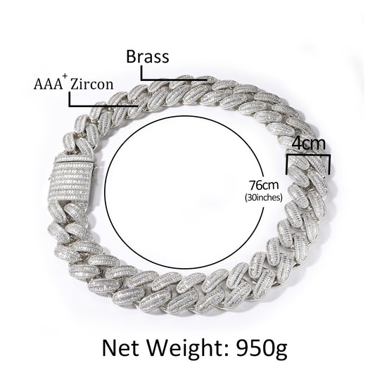 Iced Out Cuban Link Chain Necklace with Cubic Zirconia for Women & Men, Gold Plated or Silver Plated Statement Hip Hop Pendant Chain