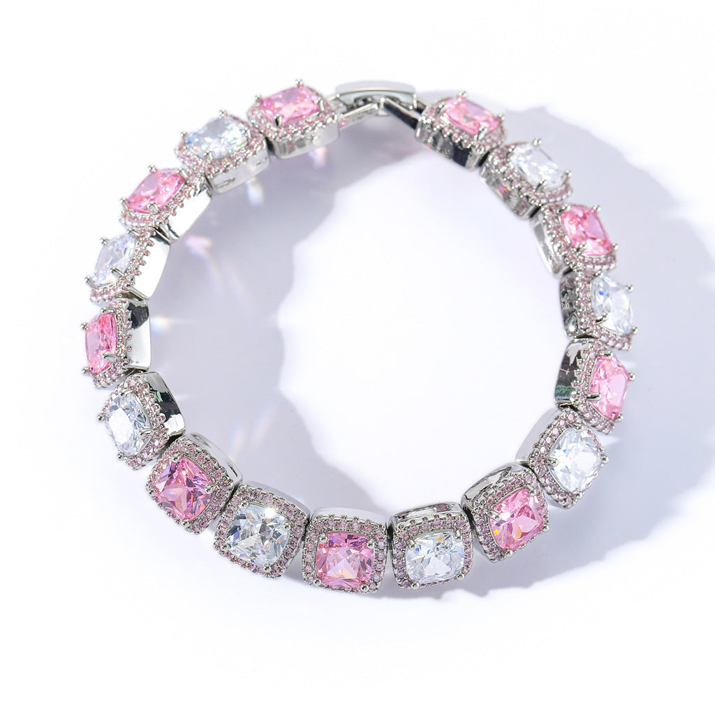 Hip Hop Light Luxury Iced Link Cubic Zirconia Bracelet for Men and Women