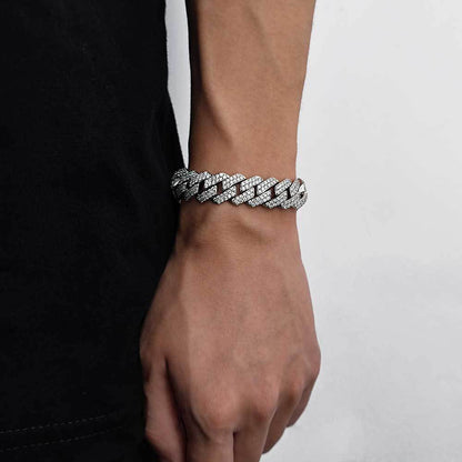 Iced Out 16mm Cuban Link Bracelet for Men and Women - Gold Color Copper Bracelet with Cubic Zirconia