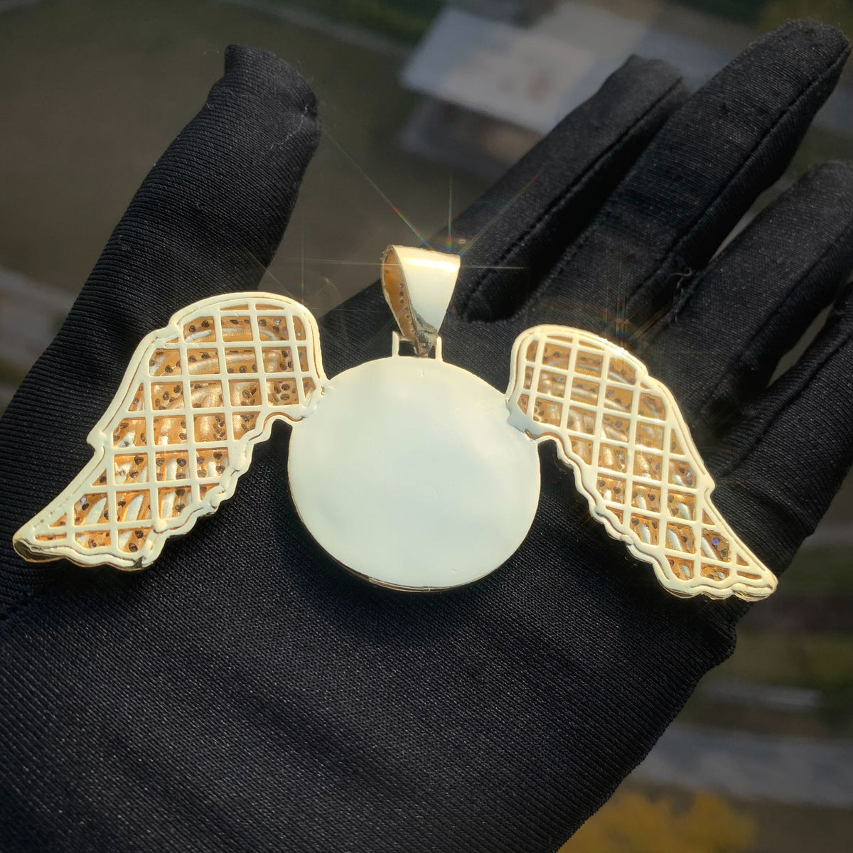 Iced Out Angel Wing Photo Pendant for Men product image