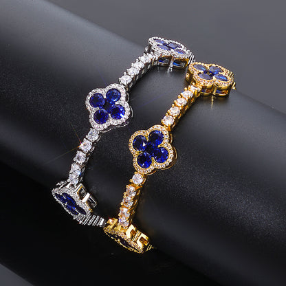 Colored Clover CZ Tennis Copper Bracelet in Selectable Colors and Sizes - CHA362