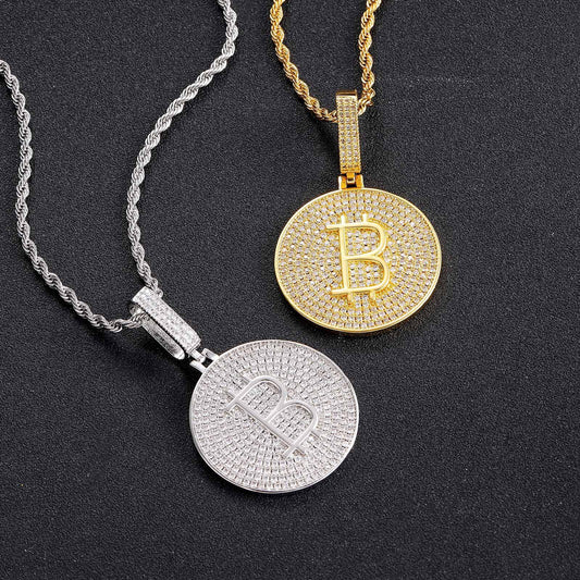 Hip Hop Round Cubic Zirconia Pendant Necklace for Men and Women