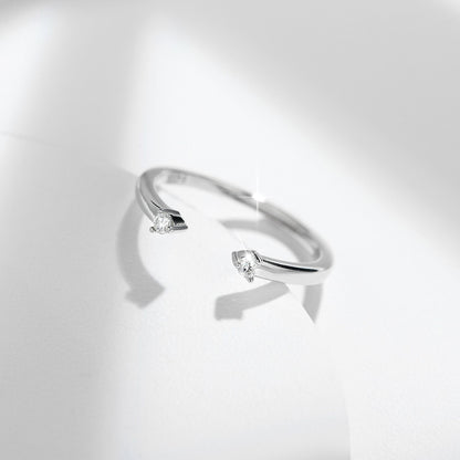 S925 Moissanite Open Ring for Women, Double Stone Promise Ring