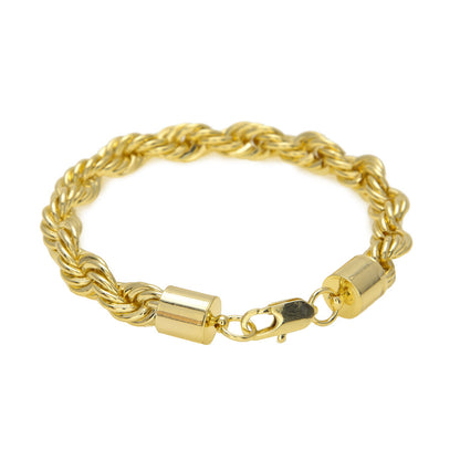 Unisex Twisted Chain Bracelet in Gold or Silver Tone, 1cm Statement Link Bracelet