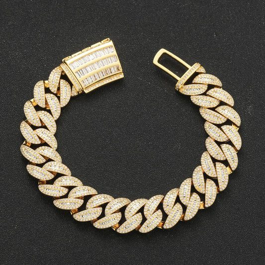 Hip Hop Cuban Link Cubic Zirconia Bracelet for Men