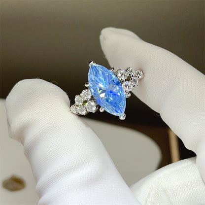 3 Carat Marquise Cut Moissanite Ring for Women, Color Stone Statement Ring, Wedding Party Dress Ring