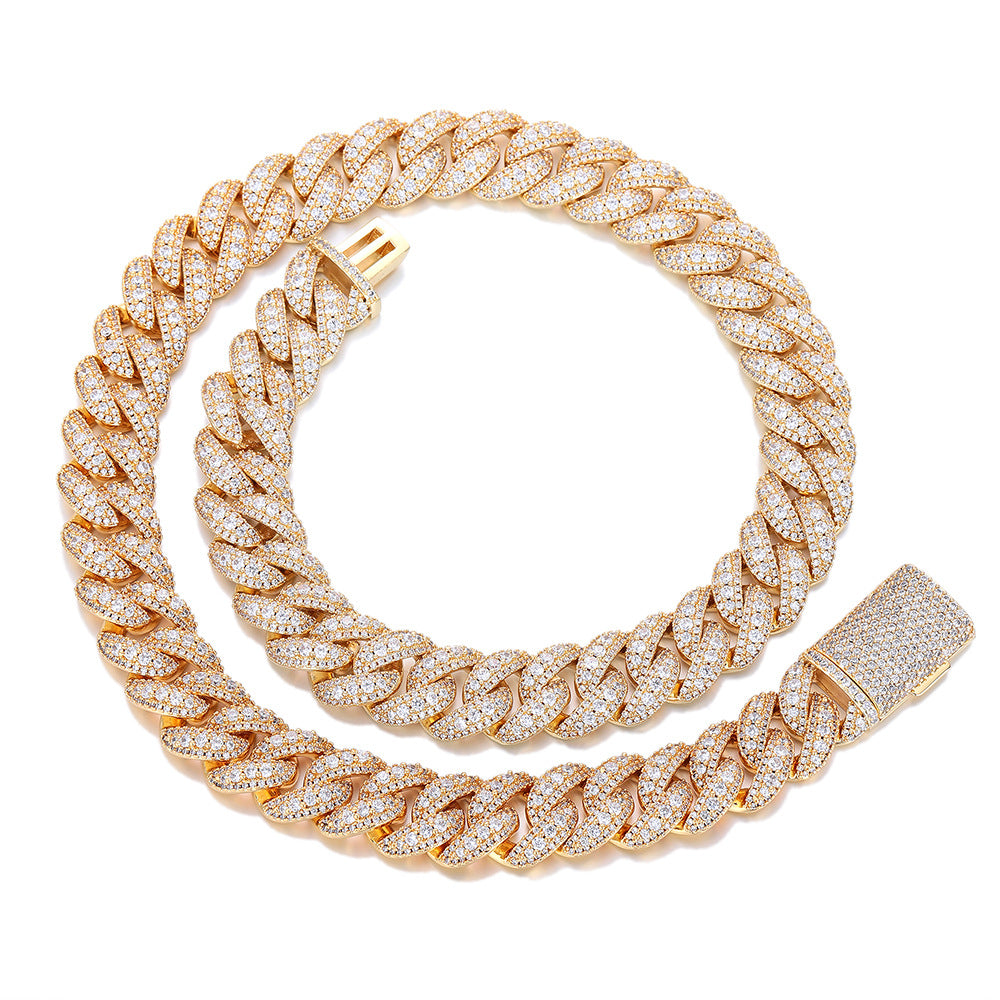 Iced Out Cuban Link Chain Bracelet, Unisex Hip Hop Link Jewelry, 18mm product image