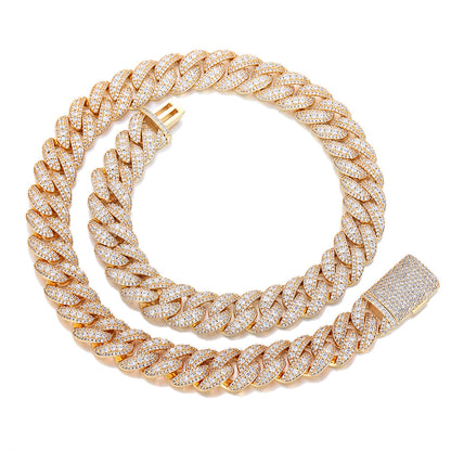 Iced Out Cuban Link Chain Bracelet, Unisex Hip Hop Link Jewelry, 18mm