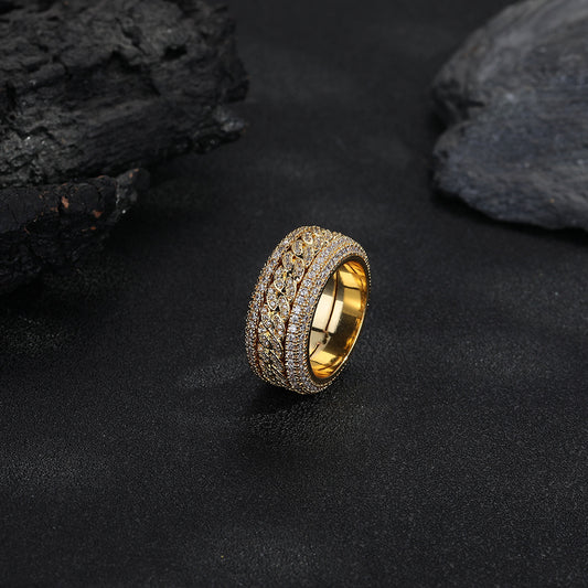 Pavé Infinity Ring, Geometric Unisex Band, Electroplated Copper, Gold and White Gold