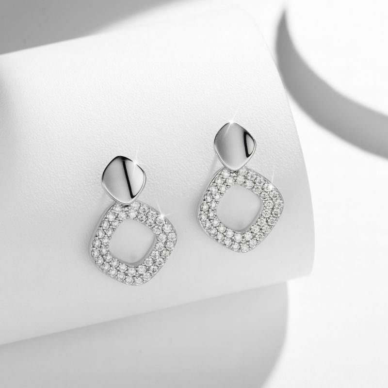 Irregular Geometric Moissanite Stud Earrings, S925 Silver, 18K Gold Plated product image
