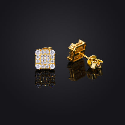 925 Silver Geometric Moissanite Stud Earrings for Women & Men – Iced Out Hip Hop Square Earrings