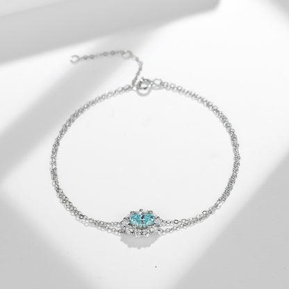 Oval Halo Bracelet, Double-Chain Adjustable Wrist Jewelry