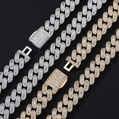 15mm Iced Out Cuban Link Chain Bracelet & Necklace Set, Zirconia, Unisex