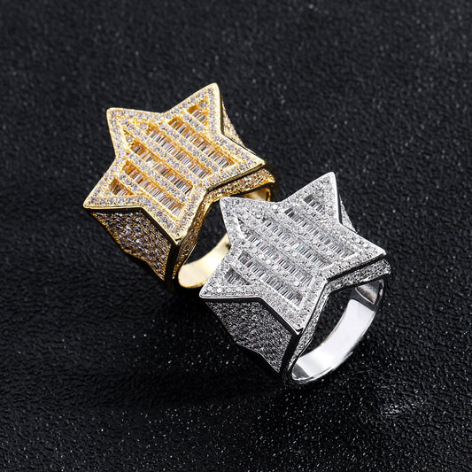 Hip Hop Star Cubic Zirconia Ring for Men