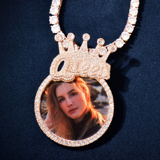 Custom Crown Photo Pendant Necklace