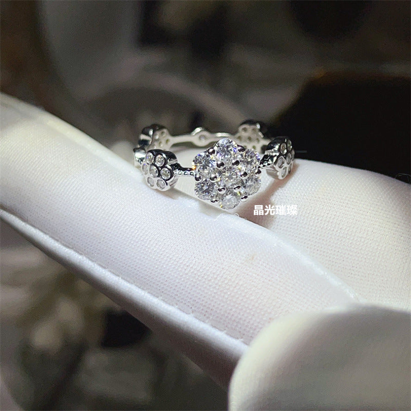 Moissanite Cluster Ring for Women, U-Shaped Pavé Stackable Band product image