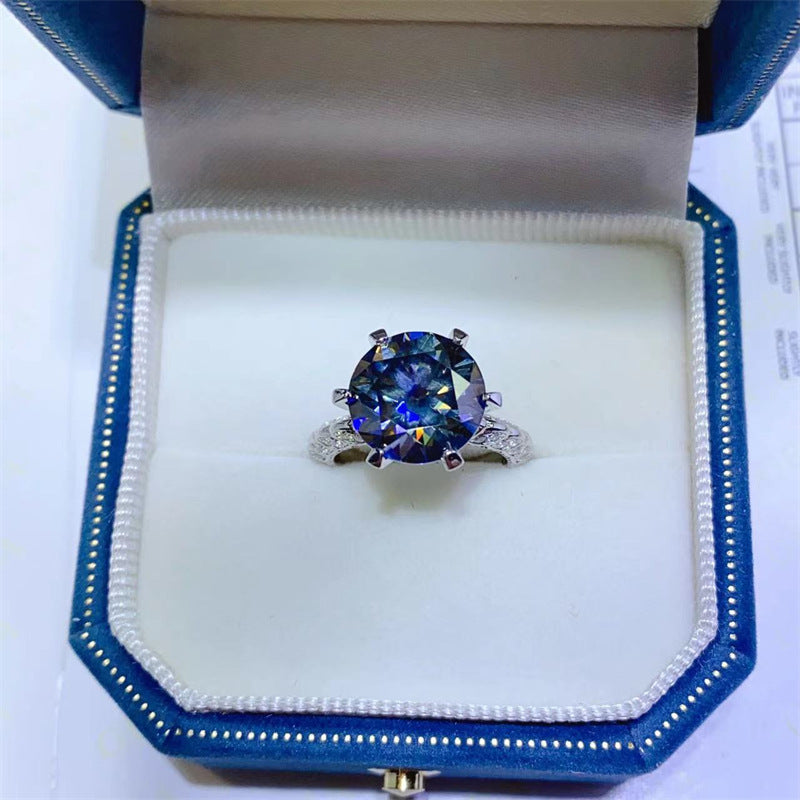 5 Carat Gray Moissanite Ring for Women, Geometric U-Shape Solitaire Engagement Ring product image