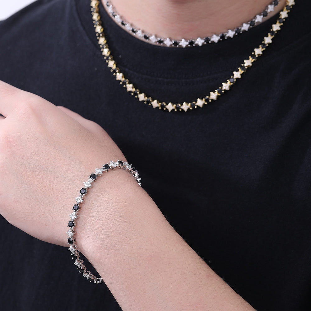 Star Cubic Zirconia Tennis Bracelet, Unisex Hip Hop Chain Bracelet product image