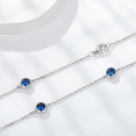 18k Gold Blue Stone Station Choker Necklace alternate product image