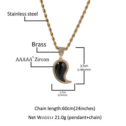 Asymmetrical Paisley Pendant Necklace with Cubic Zirconia Rope Chain for Women