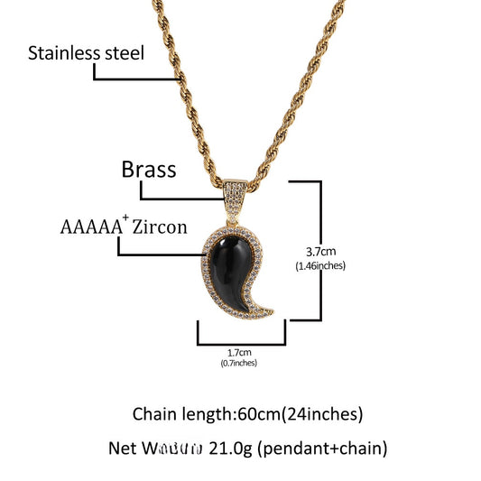 Asymmetrical Paisley Pendant Necklace with Cubic Zirconia Rope Chain for Women