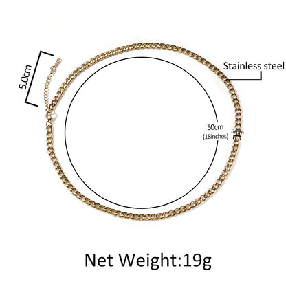 Unisex Cuban Link Chain Necklace Adjustable Hip Hop Pendant Chain in Gold, Silver & Rose Gold