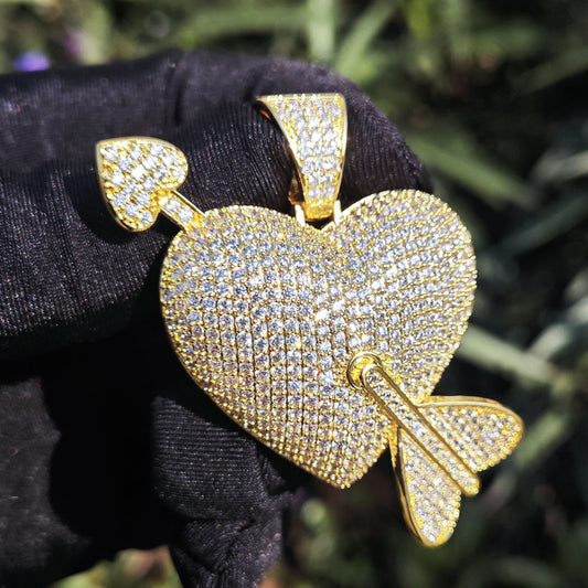 Iced Out Cupid Heart Pendant Necklace for Women and Men