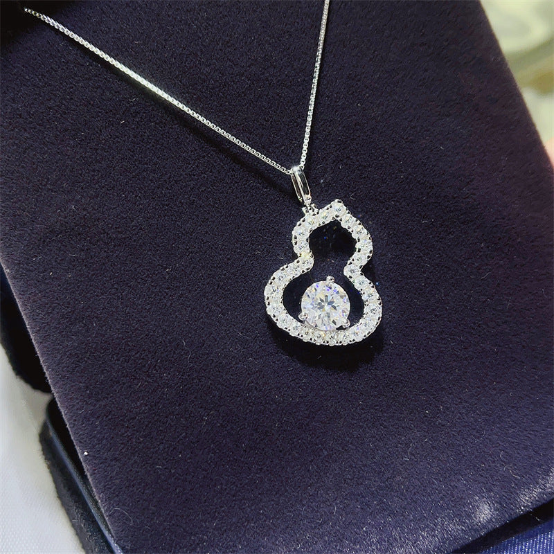 925 Silver Moissanite Gourd Pendant Necklace for Women product image