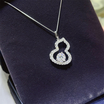 925 Silver Moissanite Gourd Pendant Necklace for Women