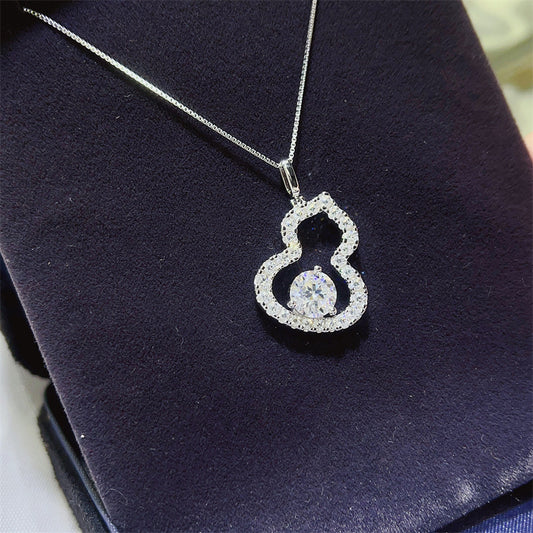 925 Silver Moissanite Gourd Pendant Necklace for Women