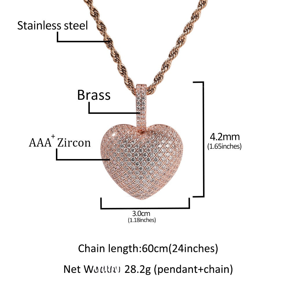 Cubic Zirconia Heart Pendant Necklace for Women - Gold, Silver & Rose Gold Twisted Chain product image