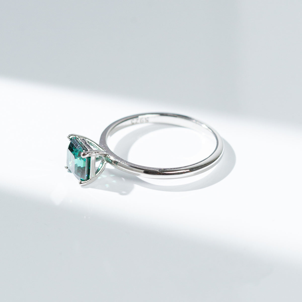 1ct Green Asscher Cut Moissanite Ring, Solitaire Style Ring product image