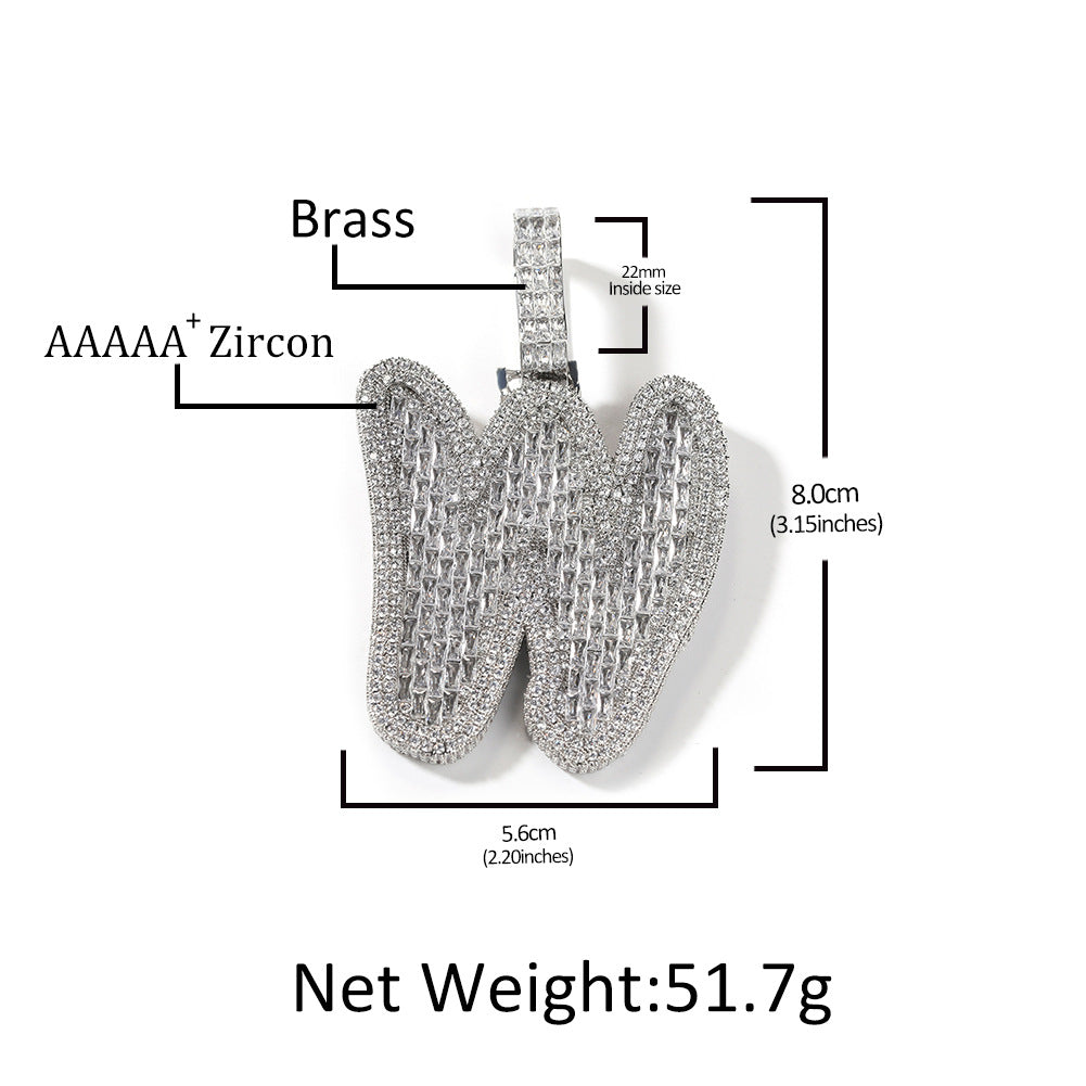 Iced Out Letter K Pendant Necklace for Women Men - Silver or Gold Plated Cubic Zirconia Initial Chain, 24 Inch Twist Chain