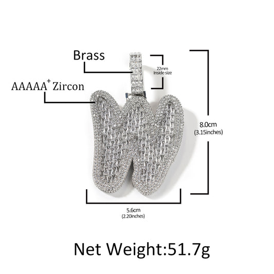 Iced Out Letter K Pendant Necklace for Women Men - Silver or Gold Plated Cubic Zirconia Initial Chain, 24 Inch Twist Chain