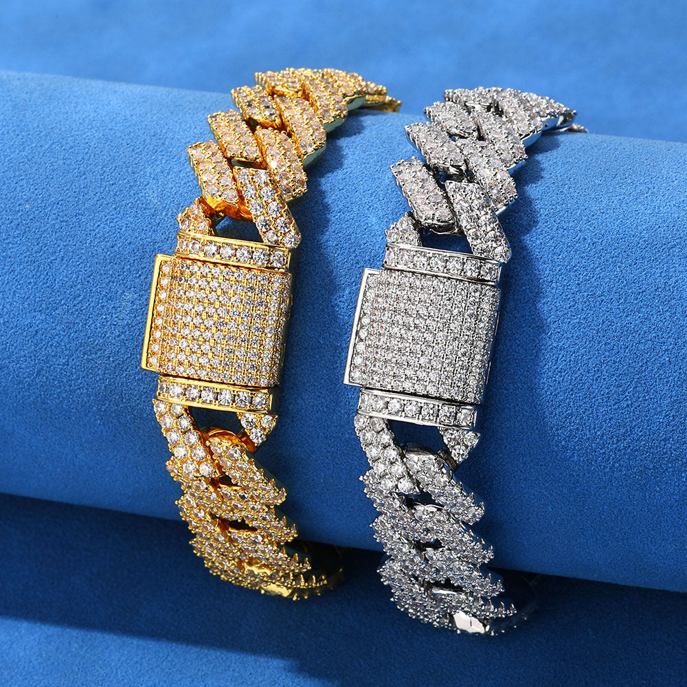 14 mm Iced Cuban Hip Hop Necklace or Bracelet with Cubic Zirconia on a Copper Base - CHA013 product image