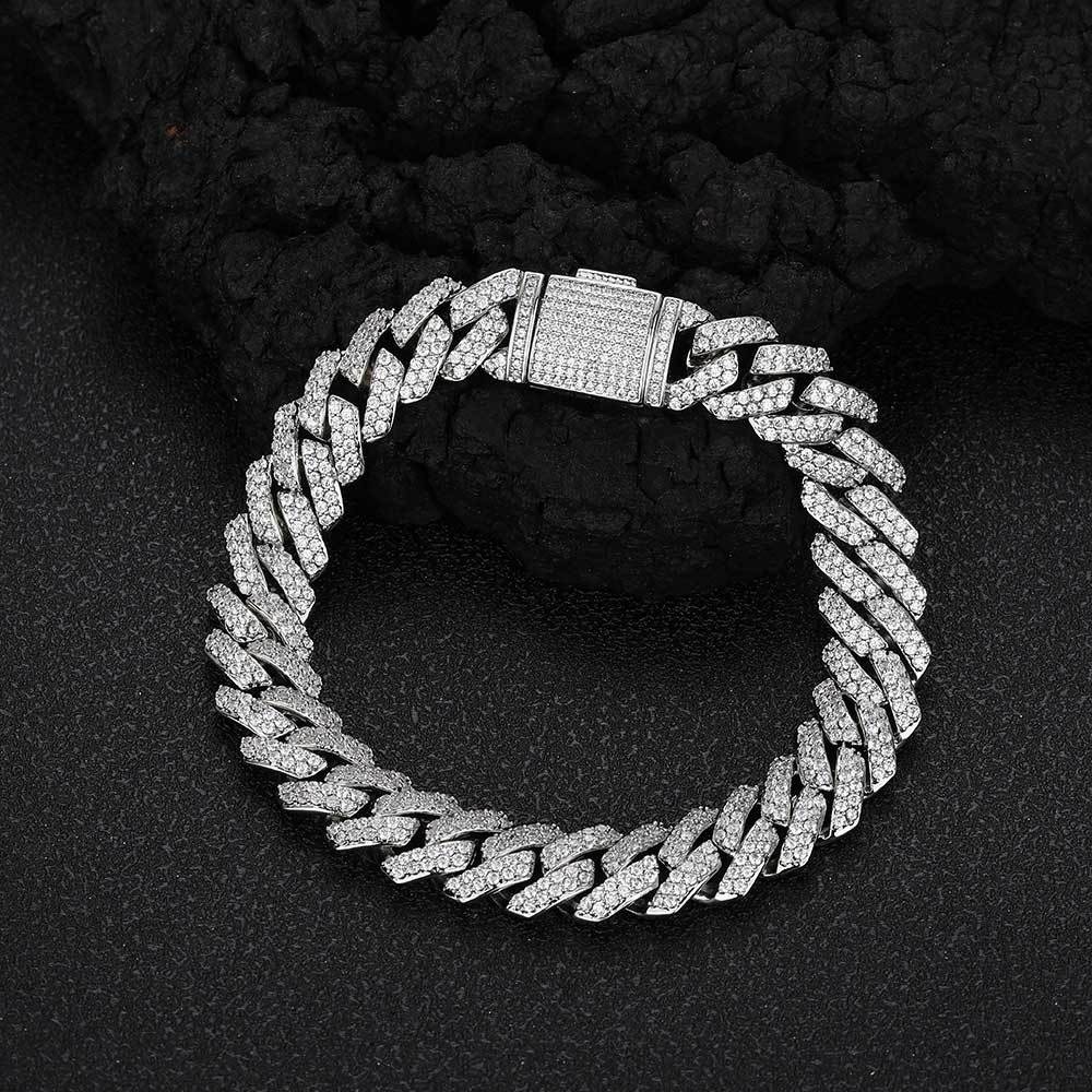 10 mm Iced Cuban Hip Hop Bracelet with Cubic Zirconia on a Copper Base - CHA041 product image
