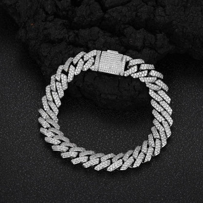 10 mm Iced Cuban Hip Hop Bracelet with Cubic Zirconia on a Copper Base - CHA041