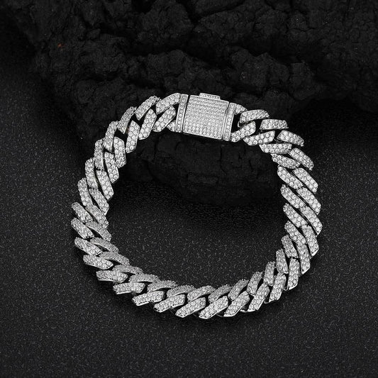 10 mm Iced Cuban Hip Hop Bracelet with Cubic Zirconia on a Copper Base - CHA041 alternate product image