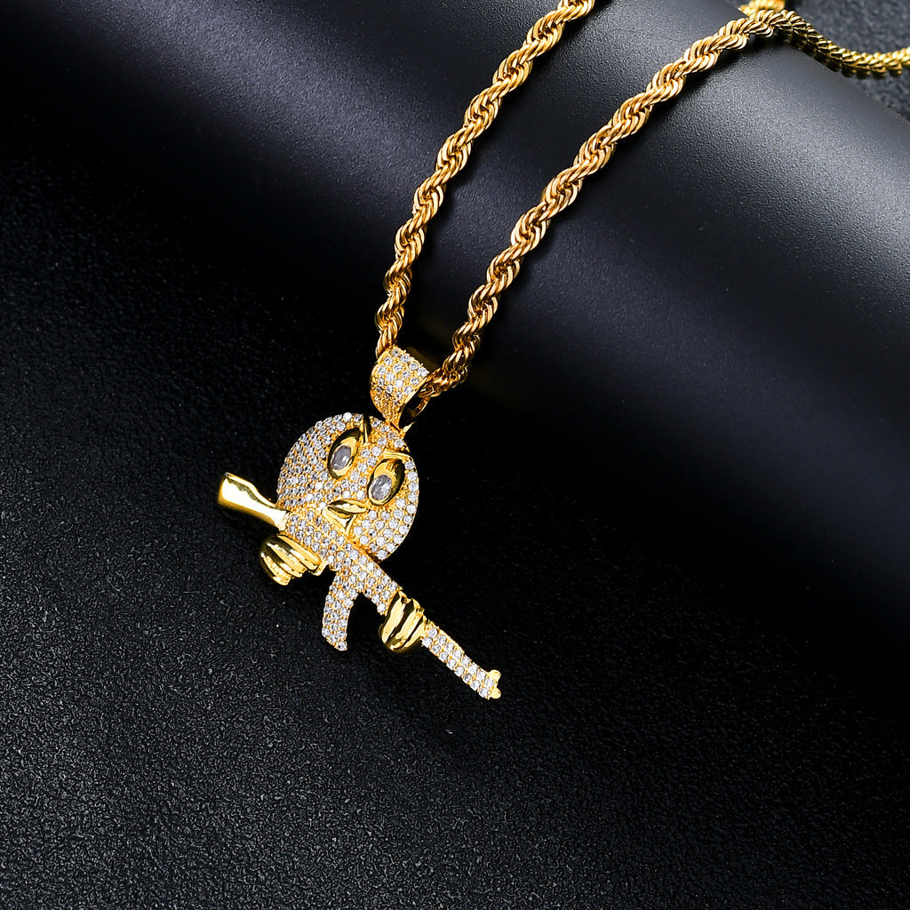 Hip Hop Fashion Cubic Zirconia Pendant Necklace for Men and Women