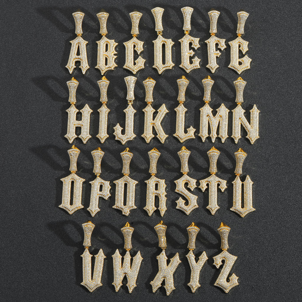 Hip Hop Letter Spike Stainless Steel Pendant Necklace for Men and Women