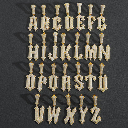 Hip Hop Letter Spike Stainless Steel Pendant Necklace for Men and Women