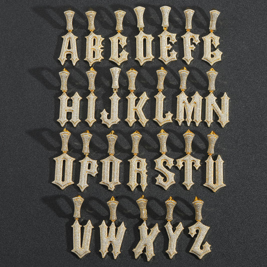 Hip Hop Letter Spike Stainless Steel Pendant Necklace for Men and Women