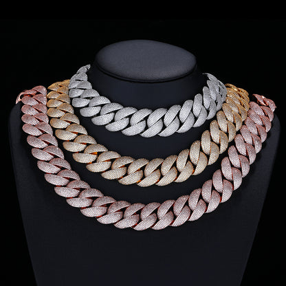 Iced Out 22mm Cuban Link Chain Bracelet, Unisex Hip Hop Statement Jewelry