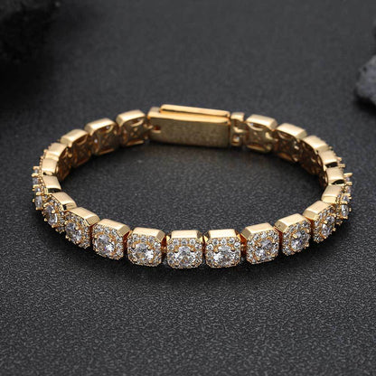 7 mm Square Cluster CZ Link Copper Bracelet - CHA230