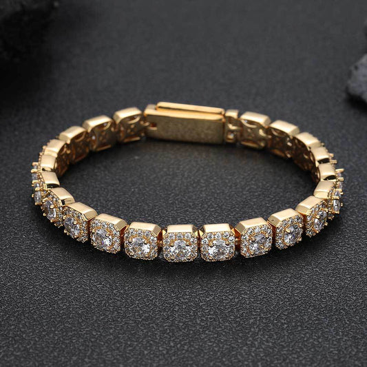 7 mm Square Cluster CZ Link Copper Bracelet - CHA230 alternate product image