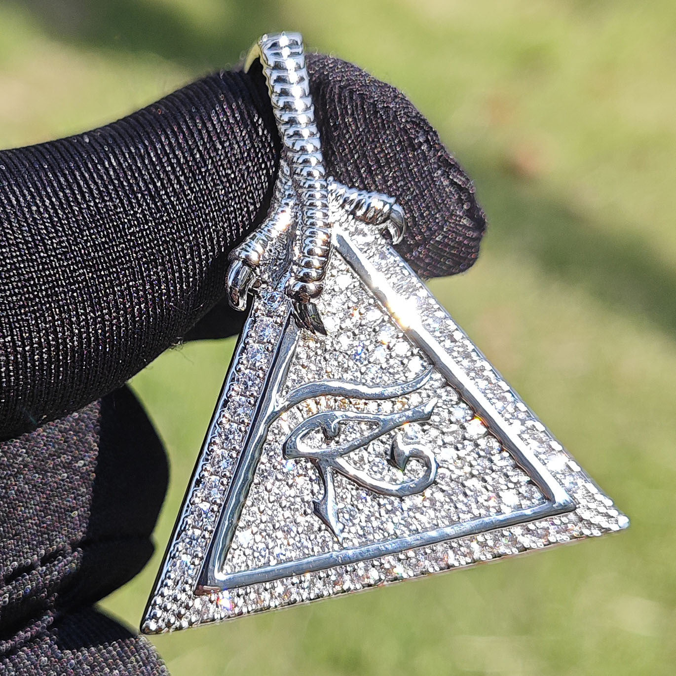 Iced Triangle Pendant Necklace