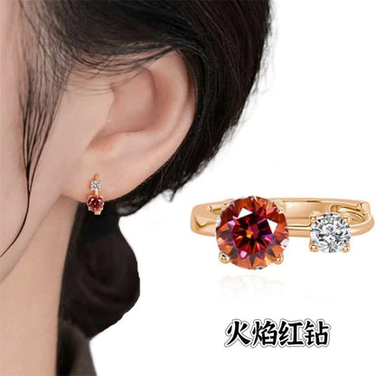 U-Shape Moissanite Ear Cuff Earrings, Clear or Color Stone Stud Earrings in White Tone or Rose Tone
